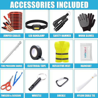 Car Roadside Emergency Kit, Car Safety Kit for Men Portable Car Kits for Emergency, Blue