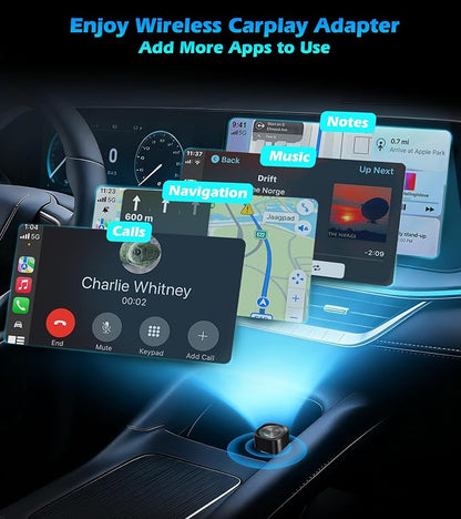 KAIY Wireless CarPlay Adapter for iPhone, 2-in-1 Android Auto Wireless Dongle for Wired Cars, Compatible with Apple CarPlay & Android Auto, No Lag USB A/C Plug & Play Stable Connection