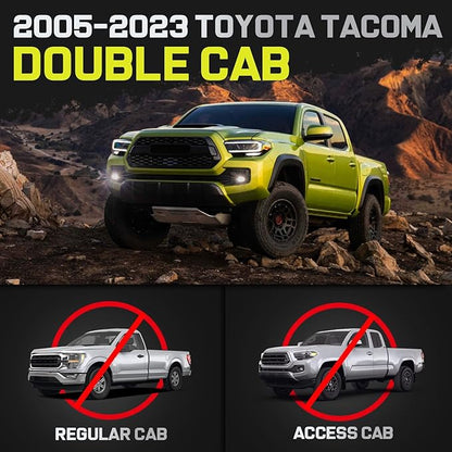 BINARY STAR Running Boards Compatible with 2005-2023 Toyota Tacoma Double Cab, Double Cab Tacoma Side Steps with Bed & Center Access, 6-Inch Carbon Steel Steps