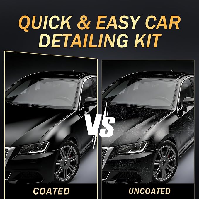Ceramic Coating for Cars, 20H High-Grade Graphene Coating for Automobiles, Complete Detailing Kit, 10+ Years of Lasting Defense, Intense Glossy Look, Use After Washing & Polishing, 70ml