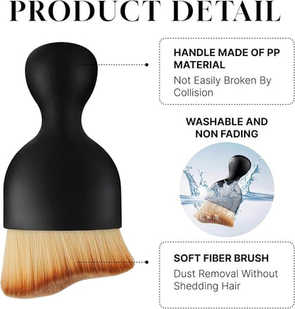 4Pcs Car Detailing Brush Set,Soft Bristle Car Cleaning Brush with Curved Design, Auto Interior Dusting Brush with Protective Cover for Deep Cleaning
