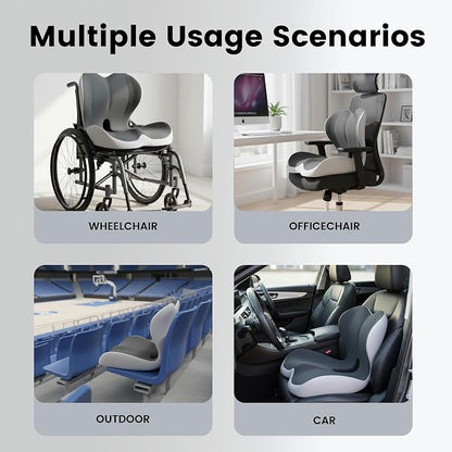 Ergonomic Seat Cushion with Memory Foam & Lumbar Support – Orthopedic Cushion for Car, Truck & Office Chairs, Non-Slip Pad for Daily Comfort