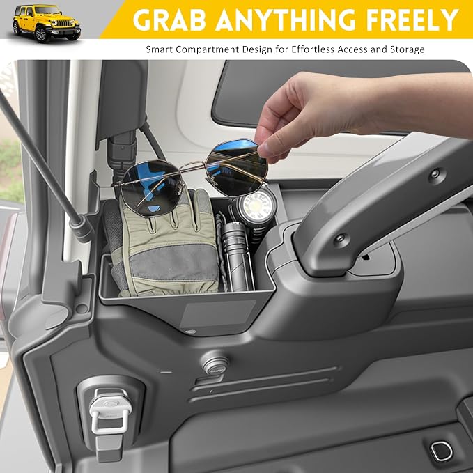 Rear Trunk Organizer for 2024-2025 Jeep Wrangler JL JLU 4XE 4 Door Accessories, Wheel Well Storage Bin Trunk Side Storage Box Cargo Tray for 24-25 Wrangler JL 4dr(Not for Gladiator/JK)