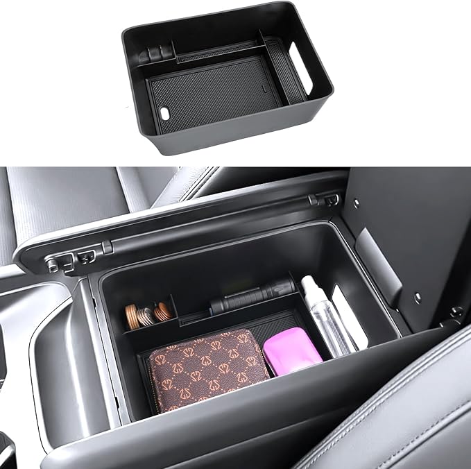 2024 2025 2026 Santa Fe Center Console Organizer for Hyundai Santa Fe (SE/SEL/XRT/Limited/Calligraphy), Durable ABS Plastic&Anti-Slip Rubber Console Tray 2026 2025 Santa Fe Hybrid Accessories