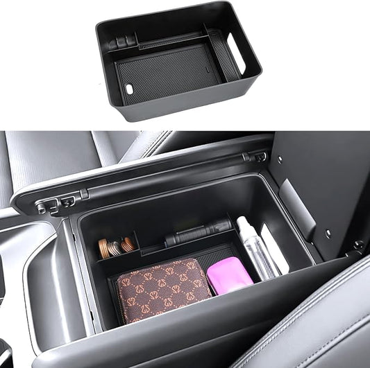 2024 2025 2026 Santa Fe Center Console Organizer for Hyundai Santa Fe (SE/SEL/XRT/Limited/Calligraphy), Durable ABS Plastic&Anti-Slip Rubber Console Tray 2026 2025 Santa Fe Hybrid Accessories