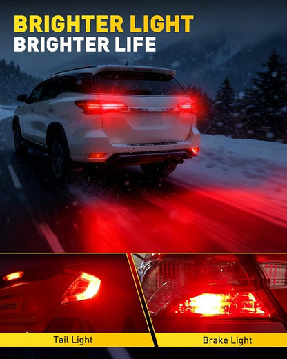 AUXITO Upgraded 1157 2357 LED Bulb Red for Tail Lights Brake Lights Super Bright 2057 2357 7528 BAY15D LED Replacement Light Kit for Tail Stop Brake Signal Running Lights, Pack of 2
