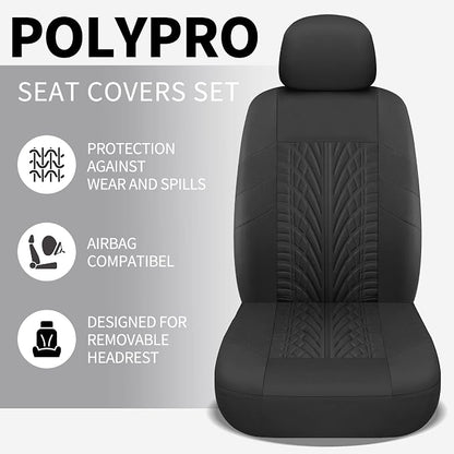 VarCozy Car Seat Covers Full Set, Front & Split Rear Bench for Car, Universal Cloth SUV, Sedan, Van, Automotive Interior Covers, Airbag Compatible
