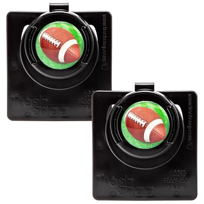 Reusable Bag Holders for Trash & Recycling | Eco-Friendly, Adhesive Clip System for Car, RV, Home, Travel, Boat | Recycled Plastic Football - 2 Pack