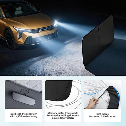 Windshield Sun Shade for Kia K4 2025 2026 Sunshade 300T Windshield Cover Shield Protector Blocks UV Rays Custom Fit K4 Front Window Shades Windshield Accessories Keep Cool Foldable
