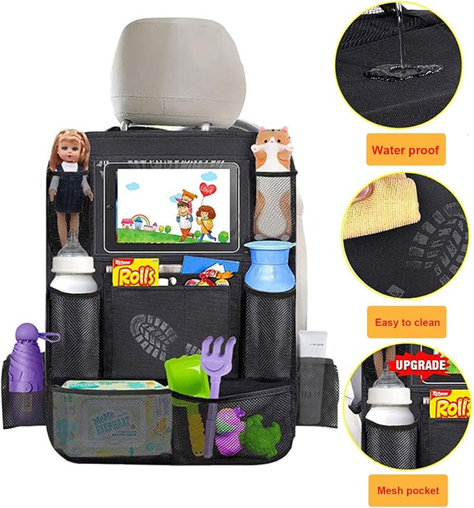 Tianle Backseat Car Organizer - Premium Car Organizer with 10" Table Holder, 9 Pockets, Road Trip Essentials for Travel Accessories (1 Pack)