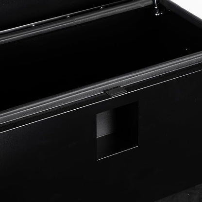 Heavy Duty Black Steel Truck Bed Tool Box, Trailer Tongue Storage Chest with Weatherproof Seal & Pneumatic Hinge for Pickup, RV, Utility Vehicles - 24 x 15 x 15