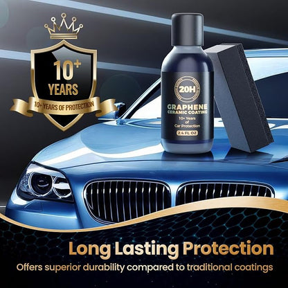20H Advanced Nano Graphene Ceramic Coating for Cars 70ml (10+ Yrs Protection), Unique UV Technology & Extremely Hydrophobic Car Ceramic Coating Kit for Auto Detailing, Paint & Wheel Protection
