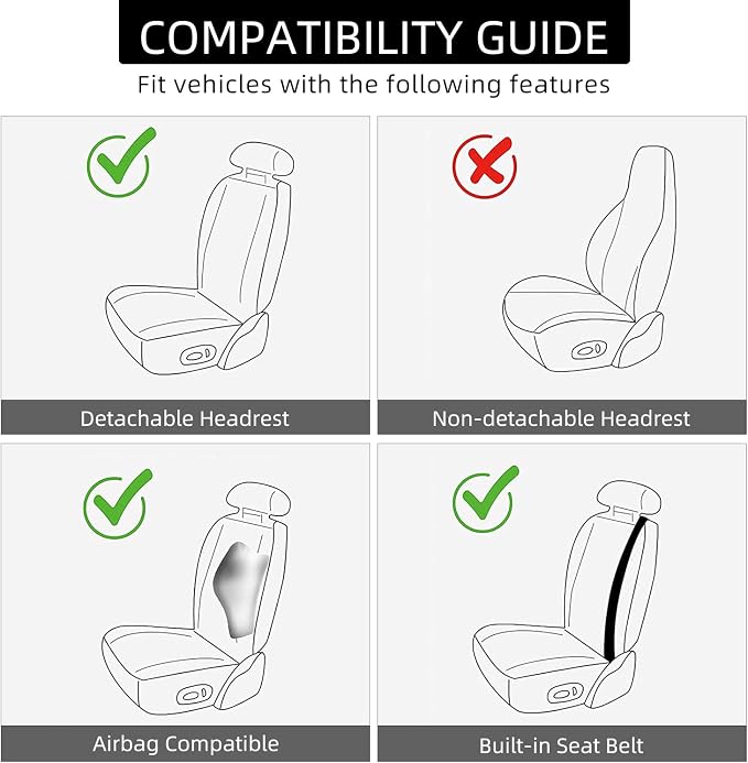 BEITK 2 Pack Leather Front Seat Covers, Universal Sideless Car Seat Protectors, Waterproof Automotive Seat Cover for Most Cars Trucks SUV(Black)