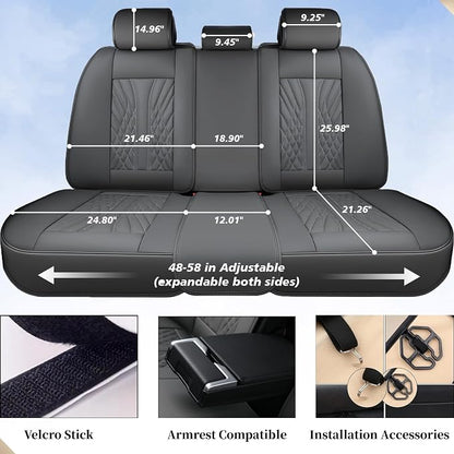 Coverado Car Seat Covers Full Set, 5 Seats Front Seat Cover and Back Seat Covers for Cars, Automotive Seat Covers Nappa Leather Waterproof Seat Covers, Car Seat Protectors Universal for Cars Gray