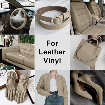 Leather Recoloring Balm, Leather Color Restorer Conditioner, Leather Restorer for Couches Paint, Leather Scratch Remover, Scratch Leather Faded Repair Kits for Vinyl Furniture (Beige, 75ML)