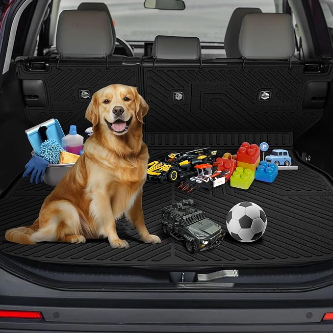 LASFIT Cargo Trunk Mat & Backrest Mats for Toyota RAV4 2026 Hybrid (Not Fit Plug-in Hybrid. Fit for Cargo with Subwoofer) RAV 4 All Weather TPE Custom Fit Automotive Rear Cargo Liner Accessories Black