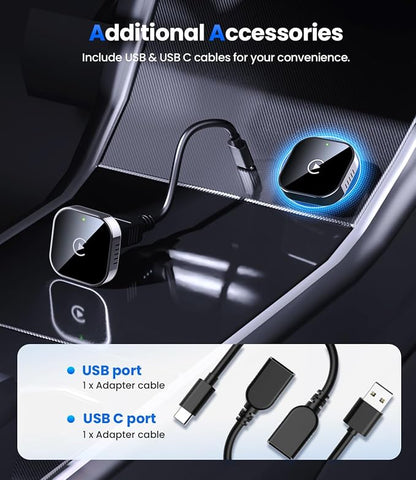 Teeran Wireless CarPlay Adapter for iPhone (2026 Upgraded), Mini Plug & Play for Cars with Factory Wired Apple CarPlay, Fast & Stable Connection, Easy Setup, Wide Vehicle Compatibility USB & USB C