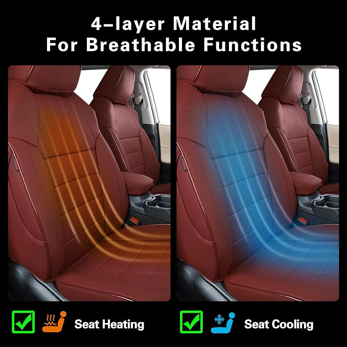 EKR Corolla Seat Cover Custom Fit for Toyota Corolla 2023 2024 2025 2026 Hybird SE&2023 2024 Hybird Nightshade, Leather Car Seat Cover Full Set-Faux Leather(Burgundy)