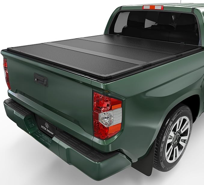 YITAMOTOR Tailored FRP Hard Tri-Fold Truck Bed Tonneau Cover Fits for Toyota Tundra 2022 2023 2024 2025 2026 5.5ft Bed (Excl. Trail Edition) with Deck Rail System, Effortless Installation