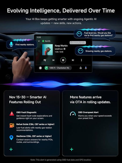 2025 Upgrade CB6 CarPlay AI Box&Android AI Box, Wireless CarPlay/Android Auto Adapter, Plug & Play CarWave Car Smart Box with AI DriveChat, GPS Track, Android 13, 2 BT, 4G LTE, 8G+128G, Gray