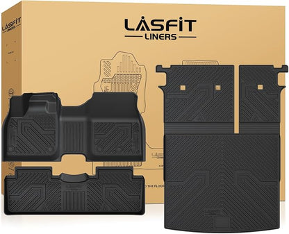LASFIT Floor Mats & SeatBack Mats & Cargo Mat for Nissan Ariya 2025 2024 2023, All Weather TPE Custom Fit Floor Liners Full Set Car Mats & Backrest Mats & Trunk Mat for 2023-2025 Ariya, Black