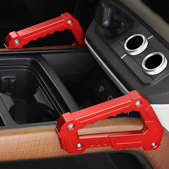Center Armrest Grab Bars for Land Rover Defender 110 2020 2021 2022 2023 2024 2025 Red Aluminum Alloy Interior Handles