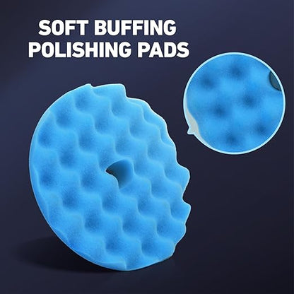 Autolock 6" Buffing Polishing Pads, 7Pcs 6Inch (150mm) Waffle Foam Buffing Pad, Wool Pad Kit for 6 in Backing Plate, Car Polisher Boat Compounding, Polishing and Waxing