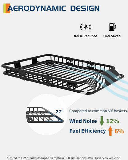 Garvee Universal Roof Rack Cargo Carrier Basket, 200 Lbs Capacity Rooftop Cargo Rack, Car Top Luggage Holder Basket Heavy Duty for SUVs, Trucks, Vehicles