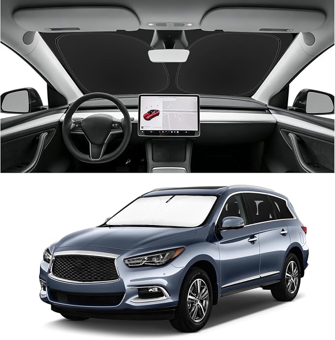 Custom Fit Windshield Sun Shade for Infiniti QX60 2022-2026, Blocks UV & Heat, Front Window Sunshade Accessories, Easy Fold & Store Keep Your Car Cooler