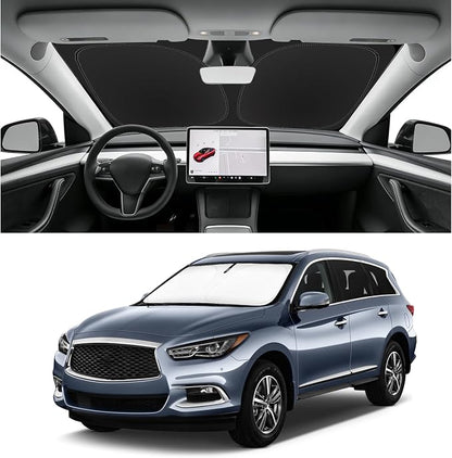 Custom Fit Windshield Sun Shade for Infiniti QX60 2022-2026, Blocks UV & Heat, Front Window Sunshade Accessories, Easy Fold & Store Keep Your Car Cooler