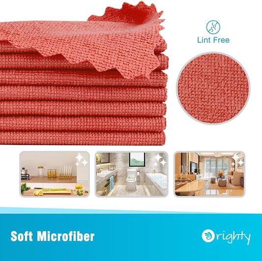 Orighty Microfiber Cleaning Cloth, 200 Pack Microfiber Towels for Cars, Multi-Purpose Shop Towels Cleaning Rags Bulk for Car, Home, Kitchen, 11.5’’ x 11.5’’, Red