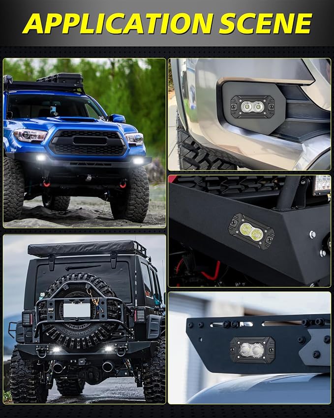 Flush Mount LED Pods, AKD Part CREE LED Flush Bumper Fog Lights 40W Driving Combo Offroad Light Backup Reverse Lights Pods Scen Camper Light for Trucks Pickup SUV UTV ATV