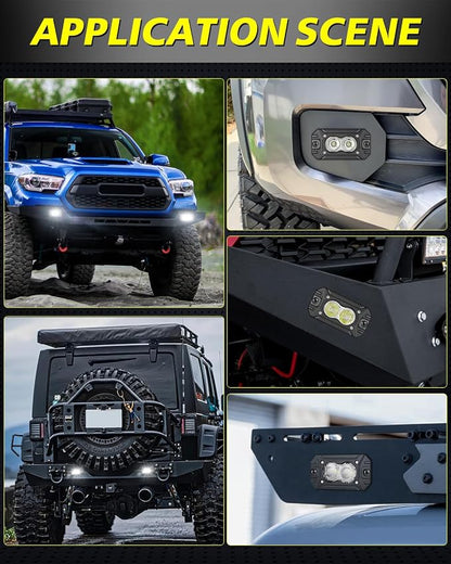 Flush Mount LED Pods, AKD Part 40W CREE LED Flush Mount Fog Lights Backup Reverse Lights Pods Offroad Driving Flood Bumper Light Bars for Trucks Pickup UTV ATV SUV