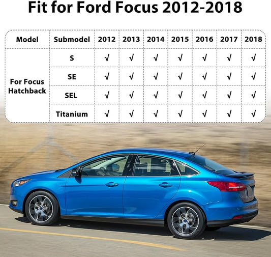 Floor Mats & Cargo Liner for Ford Focus Hatchback 2012 2013 2014 2015 2016 2017 2018, All-Weather TPE Car Accessories for Focus S SE SEL Titanium, Custom Fit Waterproof Anti-Slip Car Liners