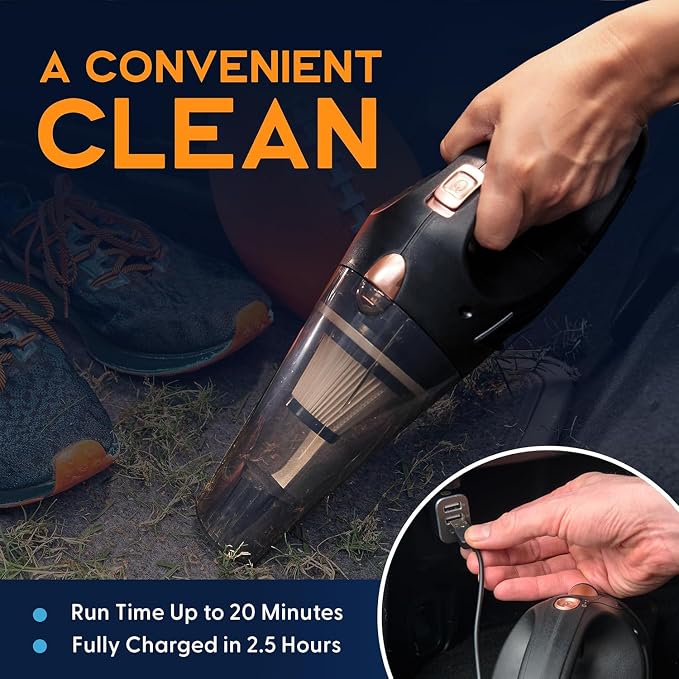 Power Practical Handheld Cordless Vacuum Cleaner, Rechargeable Portable Car Vacuums W/Strong Suction, Bag & Attachments, Small Vac Cleaner for Car, Couch, Home, Car Suction Cleaner
