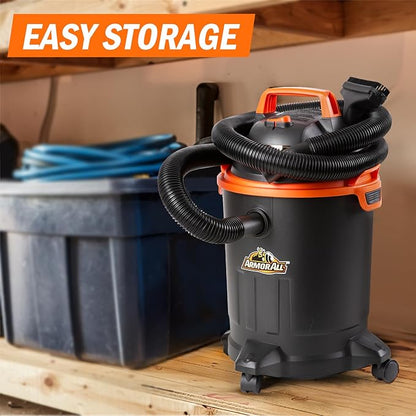 Armor All VO405P 0901 4 Gallon Wet/Dry Vac 2.0 Peak HP Shop Vacuum with Nozzles & Brush,Black/Orange