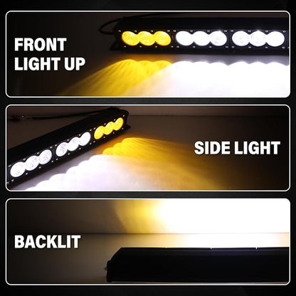 AUXTINGS 44 inch Single Row Dual Color LED Light Bar 240W Off Road Light Bar White Amber Combo LED Work Light Truck UTV 4x4 Cars SUVs ATVs Boats Fog Driving Light with Wiring Harness kit