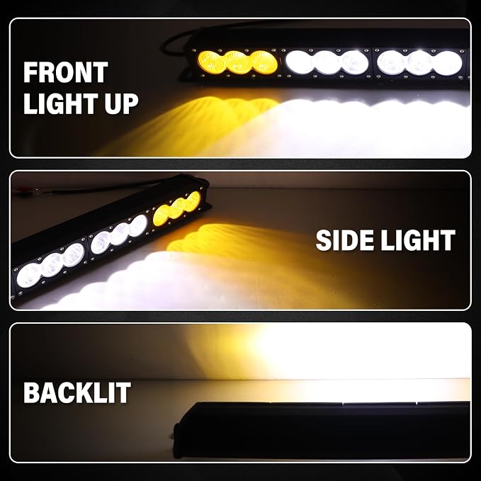 AUXTINGS 38 inch Single Row Dual Color LED Light Bar 210W Off Road Light Bar White Amber Combo LED Work Light Truck UTV 4x4 Cars SUVs ATVs Boats Fog Driving Light with Wiring Harness kit