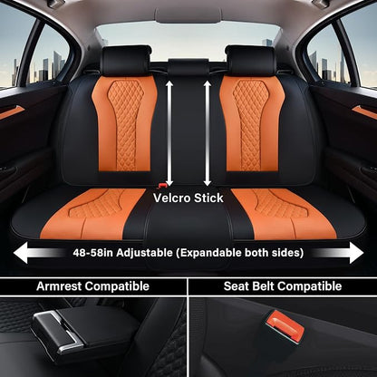 Coverado Automotive Seat Covers, Car Seat Covers Full Set, Orange Car Seat Cover, Driver Seat Covers, Luxury Car Seat Cushion,Leather Seat Cover Seat Protector Fit for Most Cars