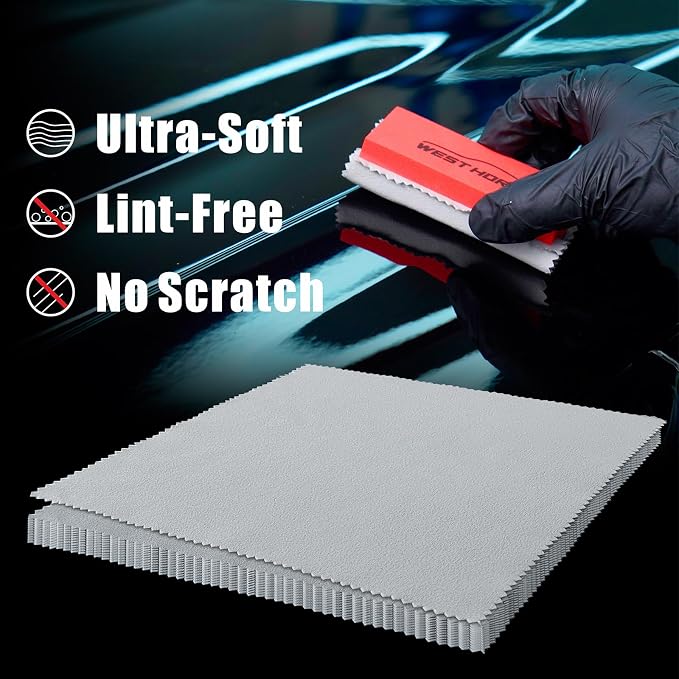Suede Microfiber Cloths, Gray, 12 Count, 8 x 8 inch | Ceramic Coating Application, Ultra Absorbent, Scratch-Free, Machine Washable
