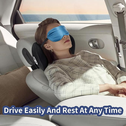 SPRFUFLY 2 Pack Car Headrest Pillow, Cloudlike Car Pillow with Adjustable Strap - 100% Memory Foam & Breathable Removable Cover, Ergonomic Design Car Neck Pillow for Driving(Includes 2 Eye Masks)