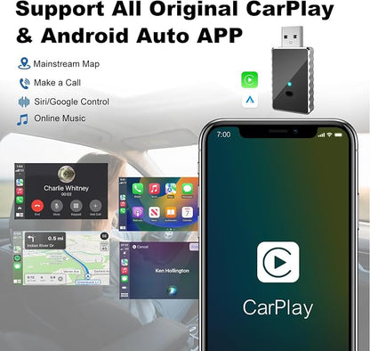 Wireless CarPlay Adapter for iPhone - Carplay&Android Auto Wireless Adapter Convert Wired to Wire-Less Carplay Dongle Fast Setup No Latency for Cars with Built-in Car-Play
