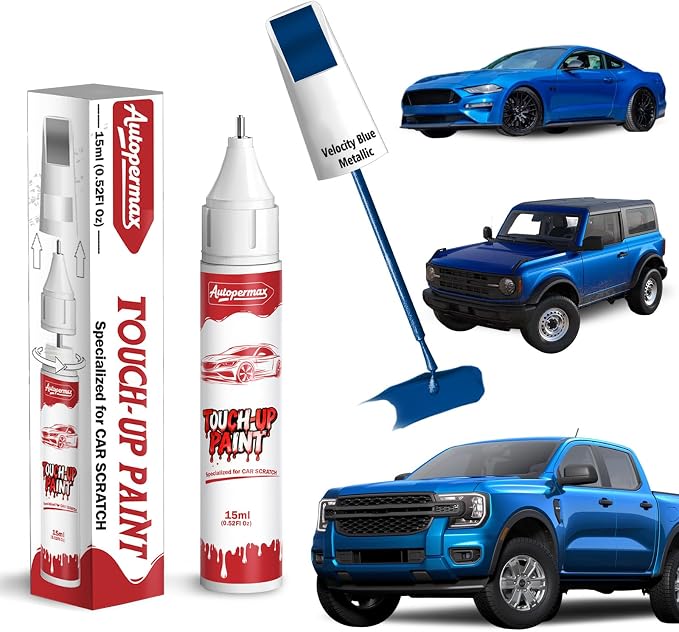 E7 Velocity Blue Metallic Car Touch Up Paint for Ford, Color Accurate Two-In-One Car Paint Scratch Repair Pen, Professional Scratch Remover for Vehicles Chips and Nicks Scuff