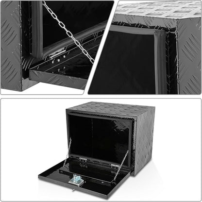 DNA MOTORING Truck Tool Box Lockable Storage Box, Truck Bed Tool Box Truck Bed Organizer Aluminum Truck Tool Boxes for Bed of Truck, w/Lock & Keys, 24"L X 18"D X 17.7"H Silver, TBOX-T5-003-BK