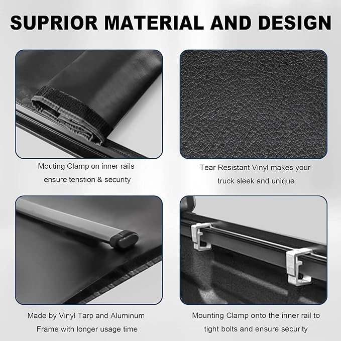 MOSTPLUS Soft Roll-up Truck Bed Tonneau Cover On Top Compatible with 2022 2023 2024 2025 Ford Maverick Bed 3 Fold Fleetside (4.5 FT Feet Bed-54.4 inch