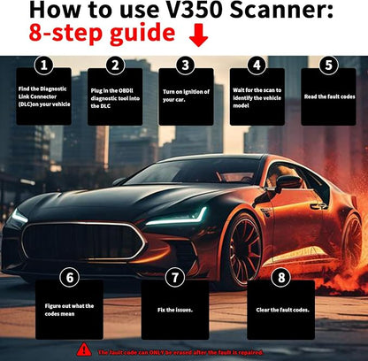 V350 OBD2 Diagnostic Diagnostic Tool Tool, Code Reader, Engine Light Diagnostic Tool, Battery Voltage Tester, for OBD2 Cars & Trucks Since 1996