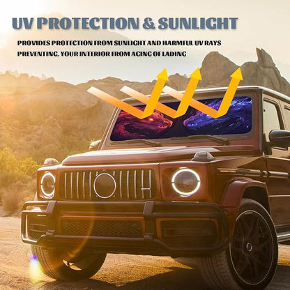 Blue Dragon Car Windshield Sun Shade Animal Red Dragon Heatshield Front Window Car Sun Shade Windshield Blocks UV Rays Sun Visor Protector for Car Sedan Truck SUV Accessories 59" L x 31.5" W