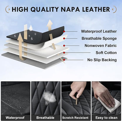 Coverado Leather Rear Seat Covers Fit for Ford F150 F250 F350 F450, Waterproof Ford Truck Rear Seat Covers Fit for 2015-2026 F150 & 2017-2026 F250 F350 F450 (Black)