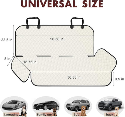 NECKORY Backseat Cover for Dogs, Waterproof and Non-Slip Pet Bench Seat Covers, Car Seat Protector for Back Seat, Universal Size Rear Car Seat Cover Fits Cars, Trucks and SUVs, L-Beige&Black