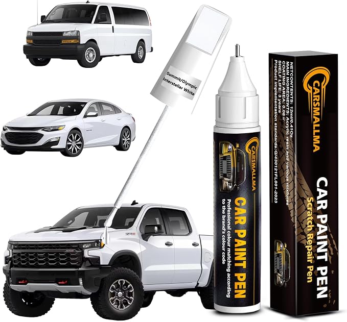 Touch Up Paint for Chevrolet Summit/Olympic/Interstellar White(GAZ/WA8624/50U/50), Color Exact Match Auto Paint Repair Pen Fix Chips and Nicks Scuff